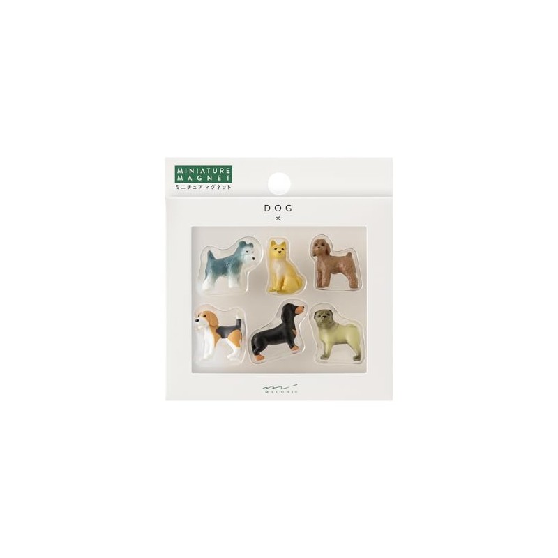 Midori 43426006 Mini Magnets, Pack of 6, Dog Pattern