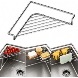 Organizador Esquinero para Fregadero de Acero Inoxidable 304, Rejilla Triangular con Drenaje, Soporte para Esponjas, Cepillos y Paños, Estante de Esquina para Cocina y Tarja (1P)