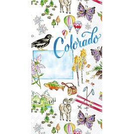 IHR Ideal Home Range Dinner Napkins Rosanne Beck State Collection Disposable 3-Ply Paper Hand Towels, 8.5" x 4.5", Colorado, 16-Count