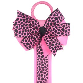 Wrapables Ribbon Sculpture Hair Clips with Leopard Hair Clip Holder, Hot Pink