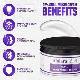 Snail Mucin Moisturizer Cream - Advanced Snail 92% All In One Cream, Korean Moisturizer for Face Made with Snail Serum for Dry, Sensitive Skin - Korean Skincare Daily Face Moisturizer Repair Cream (100 g / 3.52 Fl Oz)