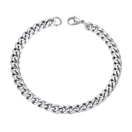 PROSTEEL Men's Bracelet Classic Curb Chain 3.5/6/9/12 mm 21 cm Cuban Link Chain Bracelet Men's Hip Hop Bracelet Fashion Jewellery Gift for Men Women Stainless Steel / 18 K Gold-Plated, Stainless Steel