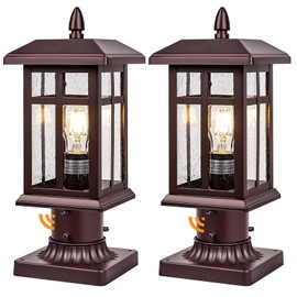Brilvibera Bronze Post Lights Dusk to Dawn 2 Packs, Outdoor Post Mount Outdoor Light Fixtures, Bronze Patio Pole for Lights Waterproof, Exterior Lamp Post Light Fixture for Path Garden Yard Patio