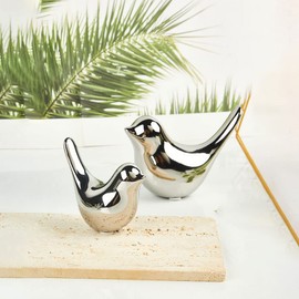 Insiswiner Small Animal Statues Home Decor Modern Style Birds Silver Decorative Ornaments for Shelf Living Room Bedroom Office Desktop Cabinets