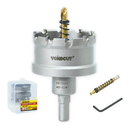 2-1/4 Inch Carbide Hole Saw, Hole Cutter Carbide Tipped with Pilot Drill Bit, TCT Hole Saws for Stainless Steel, Metal, Iron, Copper, Brass, Plastic, Wood