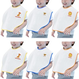 Hwieccogts 6 Pack Baby Bibs for Girls Boys, Full Coverage Toddler Bibs Absorbent, Large Bibs for Toddler 1-6 Years