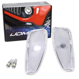 iJDMTOY Clear Lens White LED Bulb Front Side Marker Light Kit Compatible With Jeep 2015-up Renegade, Replace OEM Amber Sidemarker Lamps