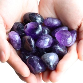 Tumbled Amethyst Stones Bulk, 20 PCS 1/2" - 1" Size Handpicked Natural Tumbled Polished Healing Crystals Gemstones for Jewelry Making, Decoration, Healing Stone, Reiki, Chakra and Home Decoration