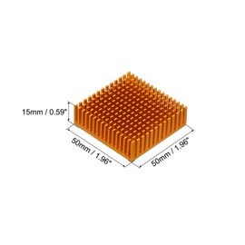 MECCANIXITY 1Pcs 50x50x15mm Heatsink Aluminum Radiator Heat Sink Cooling with Thermal Blue Sticker for Chip CPU, Power Transistor, FET, IC, Power Amplifier,Gold