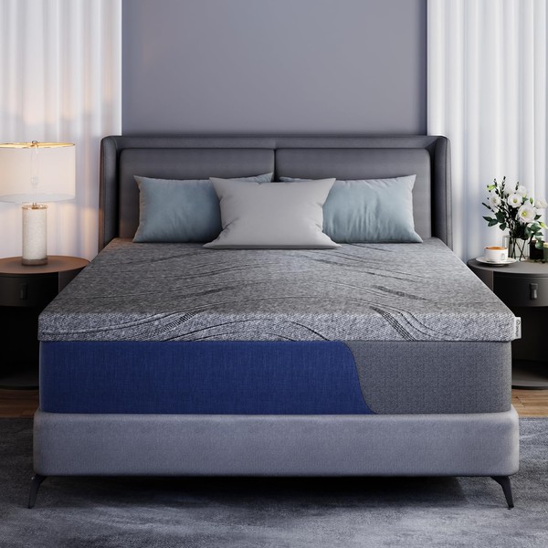 Fancylion Queen Memory Foam Mattress Topper 4 Inch, High Density