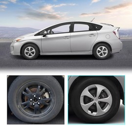 I1MOTOR 15 Inch Hubcaps Compatible with Toyota Prius 2010 2011 2012 2013 2014 2015, R15 Wheel Rim Cover Snap on Alloy Wheels, 15 Inch Hub Caps Set of 4, ABS Material, (Silver Lacquer)