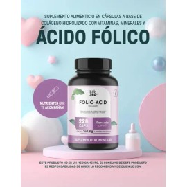 Ácido Fólico con Colágeno, Vitaminas y Minerales 220 Cápsulas | LIFE360+