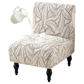 Buenanir Armless Accent Chair Cover Stretch Jacquard Accent Chair Slipcover for Slipper Chair Without Arms Printed Armless Chair Furniture Protector Covers for Living Dining Room Hotel Brown