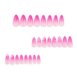 DOCVOEOMH Ombre Pink Press on Nails French Fake Nails with Simple Design Full Cover Glue ons Artificial False Stick on Acrylic Nail for Women Daily Wear 24PCS