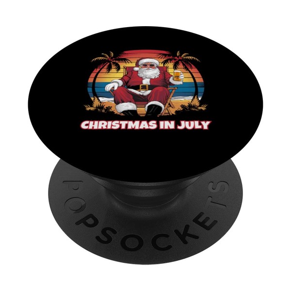 Weihnachten im Juli Santa Beach Party PopSockets Klebender PopGrip