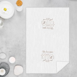 GOOZHO He is Risen Christian Kitchen Towels, Bible Verse Decor Dish Tea Towels for Kitchen, Minimalist Coquette Bow Hand Towels for Bathroom, Christian Gifts for Women Faith, 16x24 Inch
