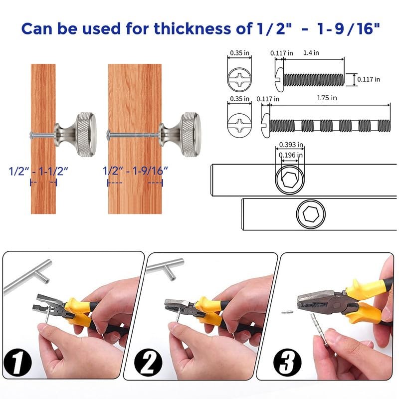 Ravinte 30 Pack Round Stainless Steel Knobs Knurled Single Hole