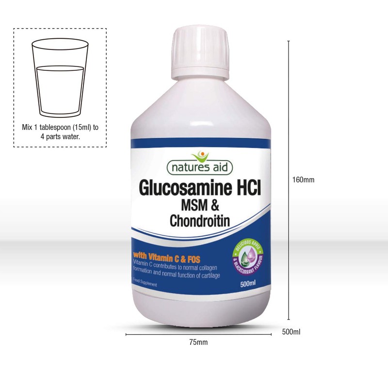 Natures Aid Glucosamine, MSM and Chondroitin Liquid, with Vitamin C,