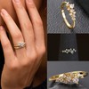 PLOMFOV 14K Gold Plate Stacking Rings Set for Women CZ