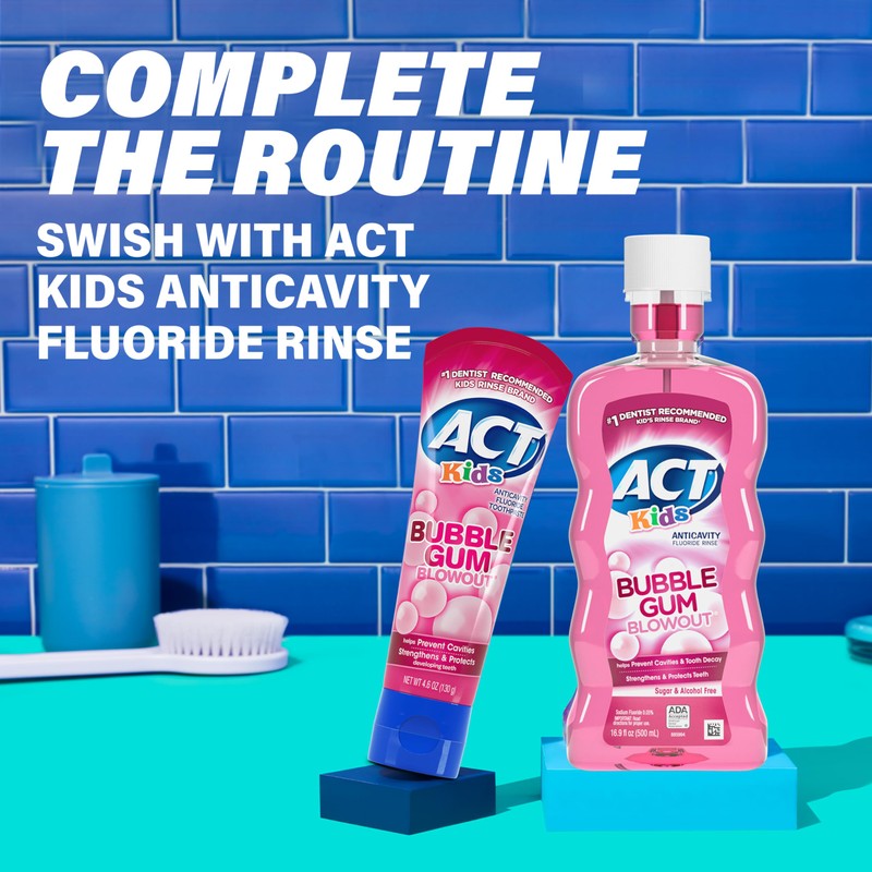 ACT Kids Anticavity Fluoride Toothpaste 4.6 oz. Bubble Gum Blowout