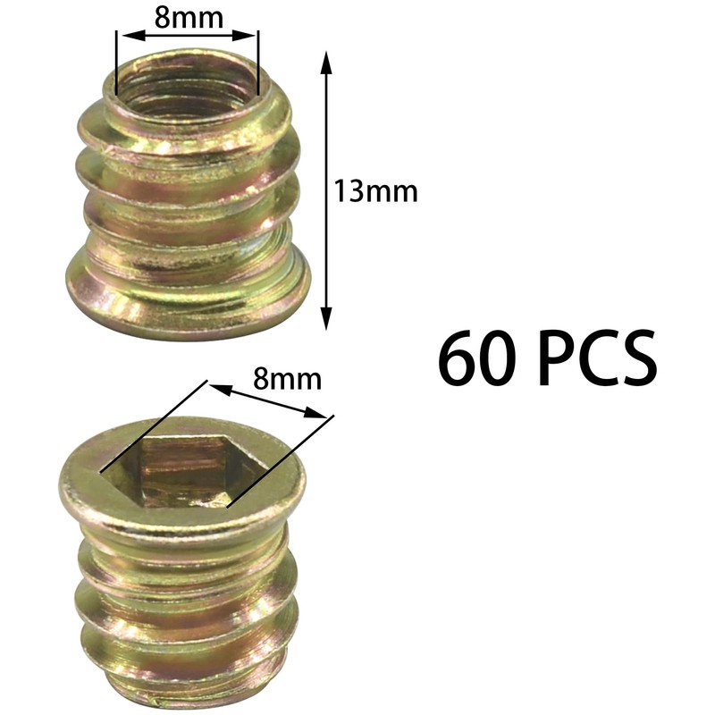 60 PCS Threaded Insert Nuts,Hex Socket Screw-in Nuts for Wooden