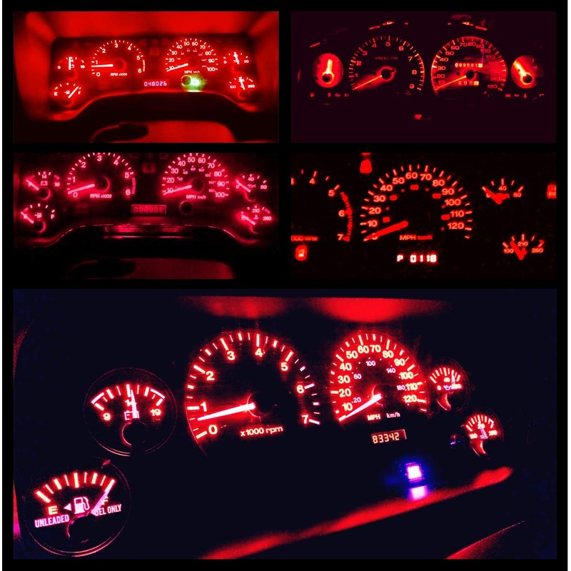 WLJH Super Bright Red Instrument Panel Gauge Bulb Cluster Led