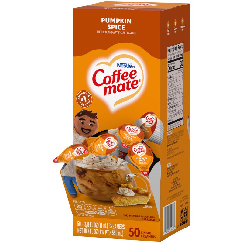 Nestle,Pumpkin Spice, Coffee-mate Liquid Coffee Creamer Single Serving Tubs -