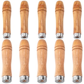 Pndeyo Wooden File Handle with Metal Collars 10pcs, 5pcs Medium Wooden Handle for 6"-8" File & 5pcs Large Wood Handle for 10"-12" File