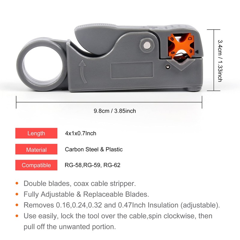 Knoweasy Compression Tool Kit - Coaxial Cable Crimper, Cutter with