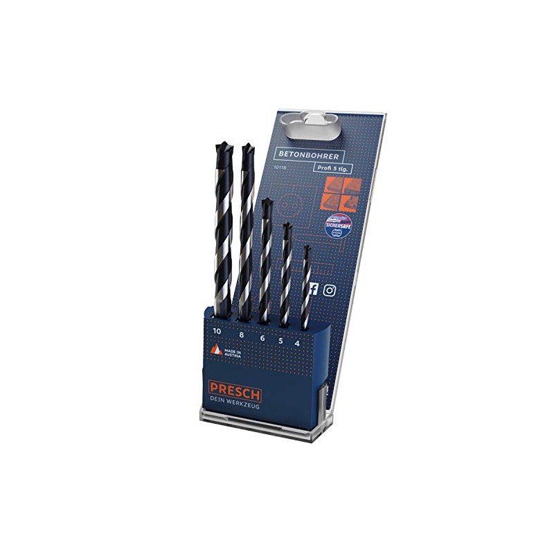 Presch Concrete Drill Bit Set Professional 5-Piece – High-Quality Masonry