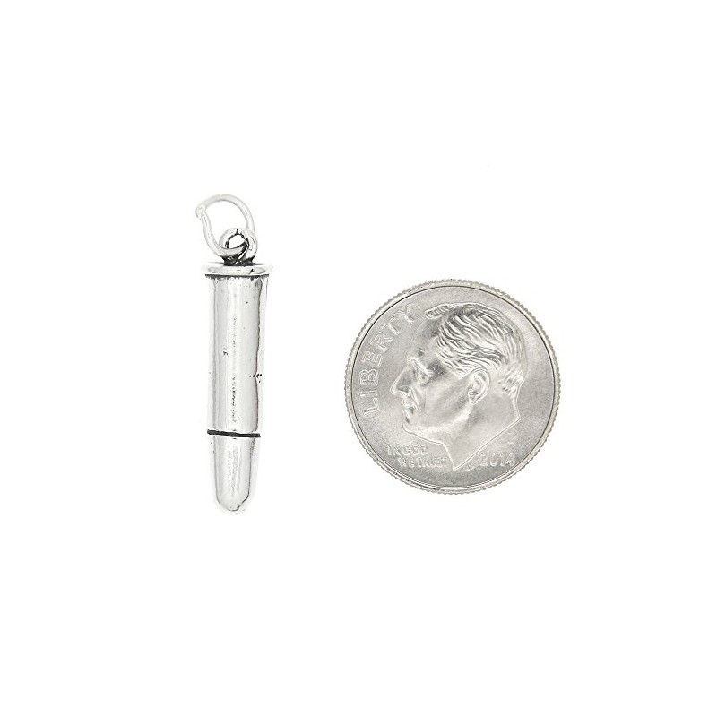 LGU Oxidized Sterling Silver Hollow Back Bullet Charm