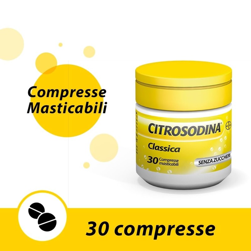 Citrosodina Masticabile Effervescente Digestivo per Digestione Difficile con Acido Citrico
