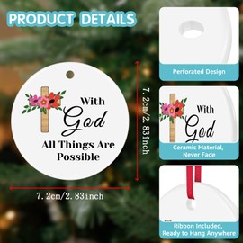 Christian Gifts Bible Verse Ceramic Ornament Keepsake Sign Religious Gifts for Him Her Inspirational Scripture Gifts Communion Gifts Birthday Christmas Ornament for Women Men