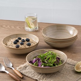 JH JIEMEI HOME Ceramic Cereal Bowls Set of 4, 24 oz Modern Kitchen Bowls Set for Cereal Soup Oatmeal Salad, Pasta Bowls, Microwave & Dishwasher Safe, Special Reactive Glaze-Brown