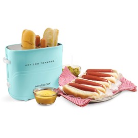 Nostalgia Pop-Up 2 Hot Dog and Bun Toaster With Mini Tongs, Works with Chicken, Turkey, Veggie Links, Sausages and Brats