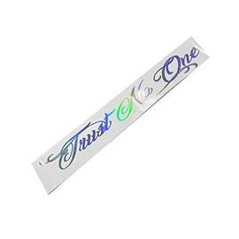 Trust No One Windshield Banner Decal Sticker Holographic Oil Slick Silver Chrome Graphic 33"