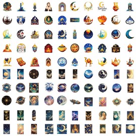 NIDHFG 100 Moon Themed Stickers, Waterproof Stickers, Retro Style Stickers, Gift Stickers, Home Decoration.