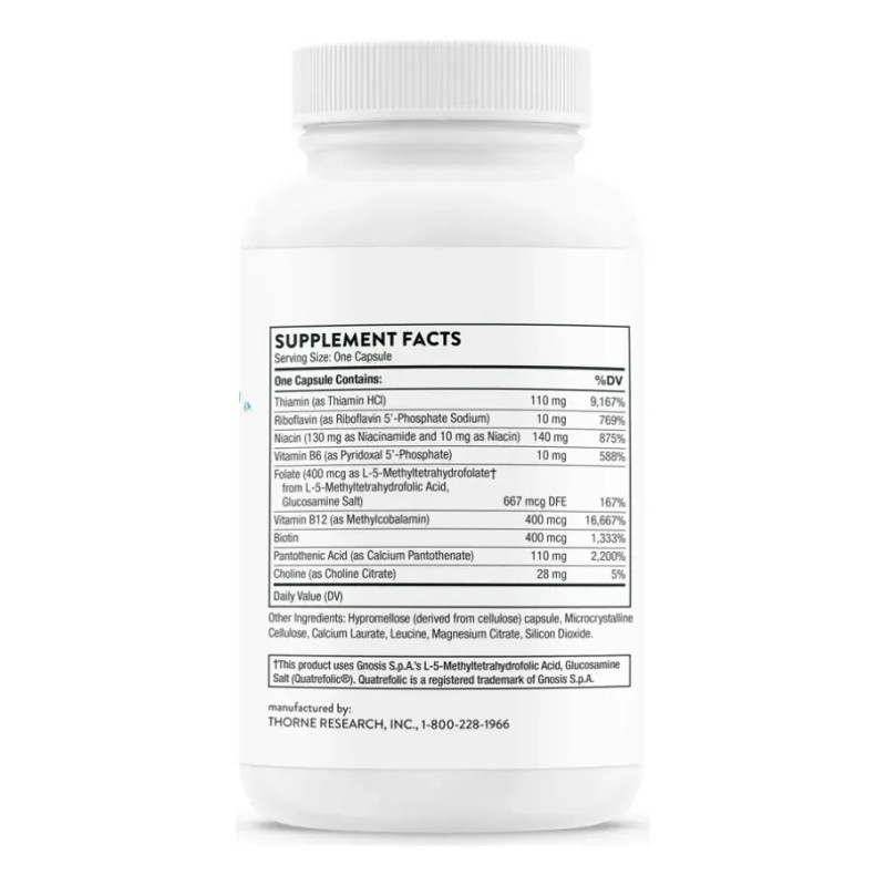 Thorne Basic B Complex 60 Cápsulas Sin Sabor Complejo Vitaminas