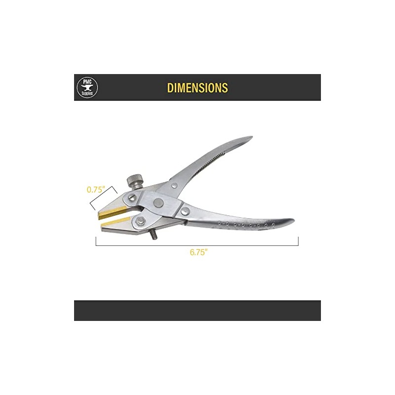 6-3/4" Brass-Lined Jaw Parallel Action Flat Nose Pliers with Adjustable