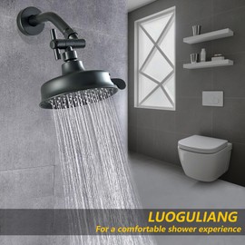 LUOGULIANG All Metal Shower Head Elbow Adapter, Stainless Steel Shower Arm Extension Connector for Shower Heads, Matte Black