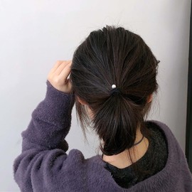 Andelaisi Boho Pearl Hair Rope Scrunchies Black Rope Hair Band Hair Ties Vintage Elastic Hair Tie Ropes Pearl Ponytail Scrunchy Hair Ties Hair Accessories for Women and Girls Headdress