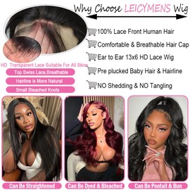 Leicymens 13x6 Lace Front Wigs Human Hair Body Wave Wigs Human Hair Pre Plucked With Baby Hair Glueless Wigs For Black Women 13x6 Hd Lace Front Wig 180% Density