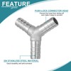 sourcing map 3/4" Y Shape Hose Barb Pipe Fitting, 304