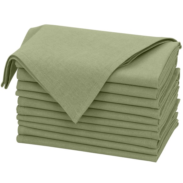 Ruvanti Linen Napkins Set of 12, 18x18 Cloth Napkins, Cotton