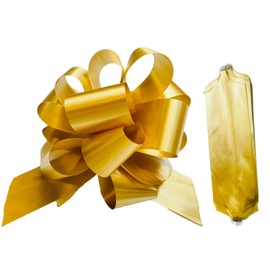 Pull Bows Gold Gift Wrapping Christmas Ribbon Wrapping Bows for Christmas New Year Thanksgiving Party Florist Pull Bows for Gift Wrapping Birthday Present Ties Wedding Ornament Pack of 5