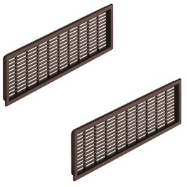 Gedotec Door Grille Plastic Ventilation Grille Rectangular Door Fan Square 68 x 227 mm Exhaust Air Grille Slotted with Cover Edge Made in Germany Pack of 2 Ventilation Grille Brown for Doors and