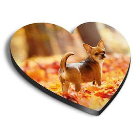 1 x Heart MDF Magnets - Chihuahua Brown Dog Puppy Forest 44580
