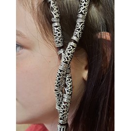 zhako 10pcs Hair Clips Dreadlocks Tubes Beads Hair Decoration Accessories Jewelry Dreadlock Beads Hair Cuff Braiding Beads Tibetan Hippie Rasta Style Vikings Beads DIY Bracelet Hair Braiding (Silver)