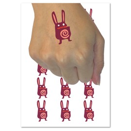 Weird Creepy Rabbit Creature Temporary Tattoo Water Resistant Fake Body Art Set Collection - 54 1" Tattoos (1 Sheet)