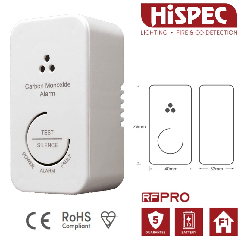 Hispec Electrical Products Limited HSA/BC/RF10-PRO Carbon Monoxide Detector, 9 V,